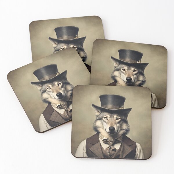Item preview, Victorian Wolf Portrait Artistic Gift Fashion Serious Style  designed and sold by popanato.