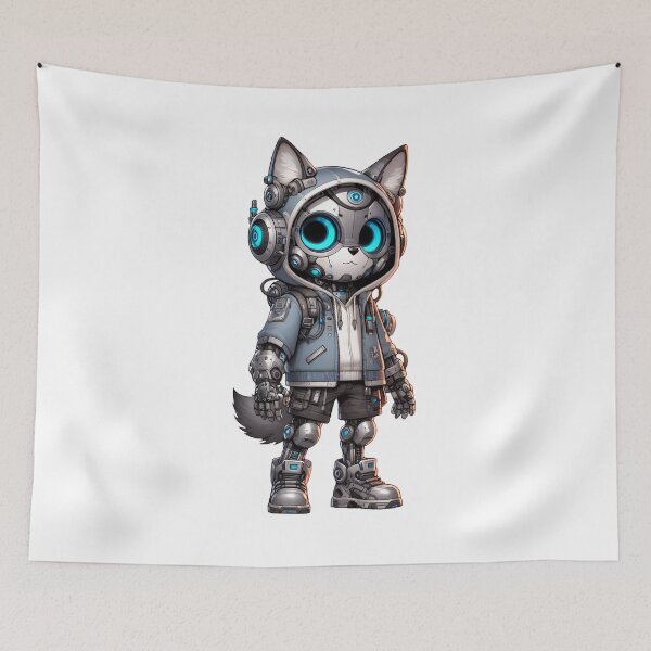 Item preview, Cute Cyberpunk Robot Wolf! designed and sold by kukamatsu.
