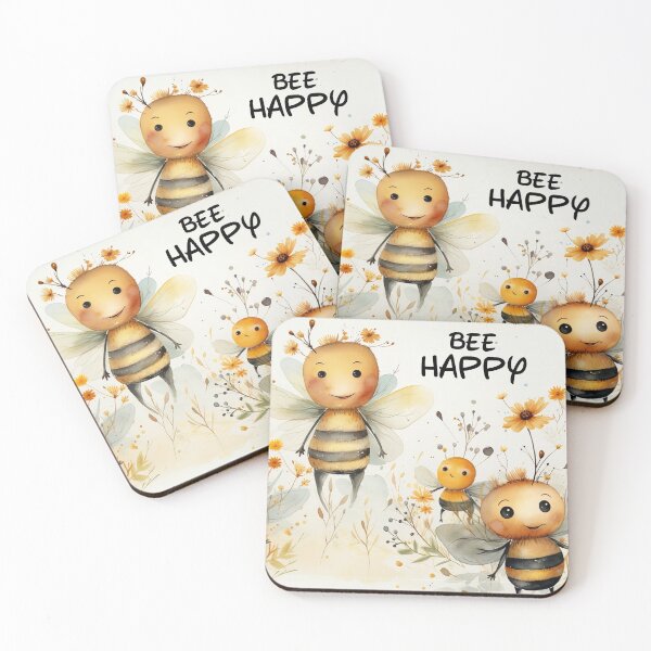 Item preview, Bee Happy Honey Bees and Flowers designed and sold by Driftwood Spirits.