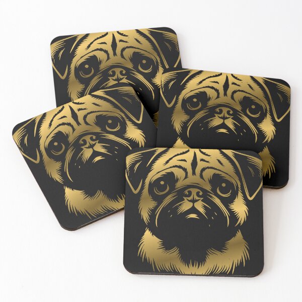 Item preview, Pug drawing head gold designed and sold by Highkeys.