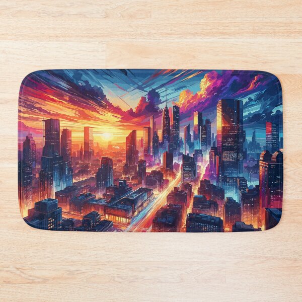 Item preview, Neon Dusk - Vibrant Cityscape at Sunset designed and sold by RyanBelandres.