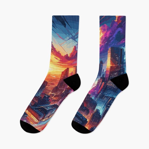 Item preview, Neon Dusk - Vibrant Cityscape at Sunset designed and sold by RyanBelandres.