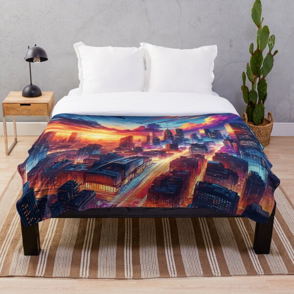 Item preview, Neon Dusk - Vibrant Cityscape at Sunset designed and sold by RyanBelandres.