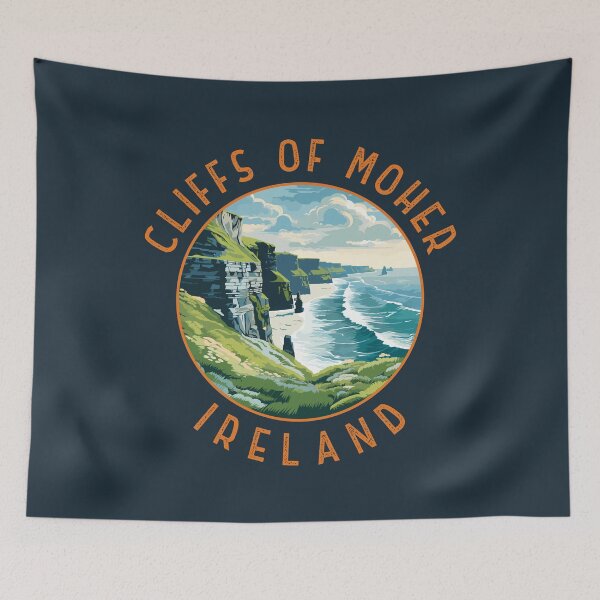 Item preview, Cliffs of Moher Ireland Retro Distressed Circle designed and sold by KrisSidDesigns.
