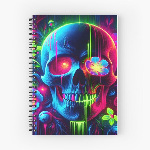 Item preview, blacklight skull neon gothic flowers designed and sold by Truck Stop One.