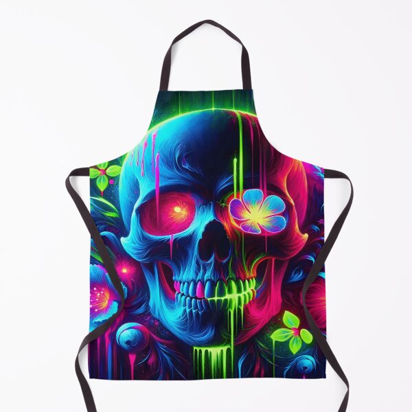 Item preview, blacklight skull neon gothic flowers designed and sold by Truck Stop One.