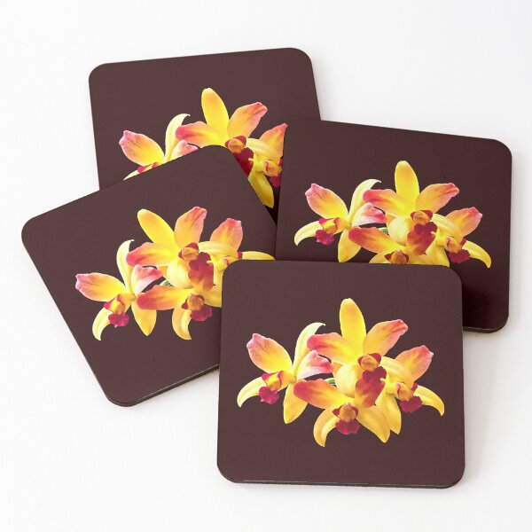 Item preview, Yellow and Maroon Orchids Brassolaeliocattleya Laughing Boy designed and sold by Susan Savad.