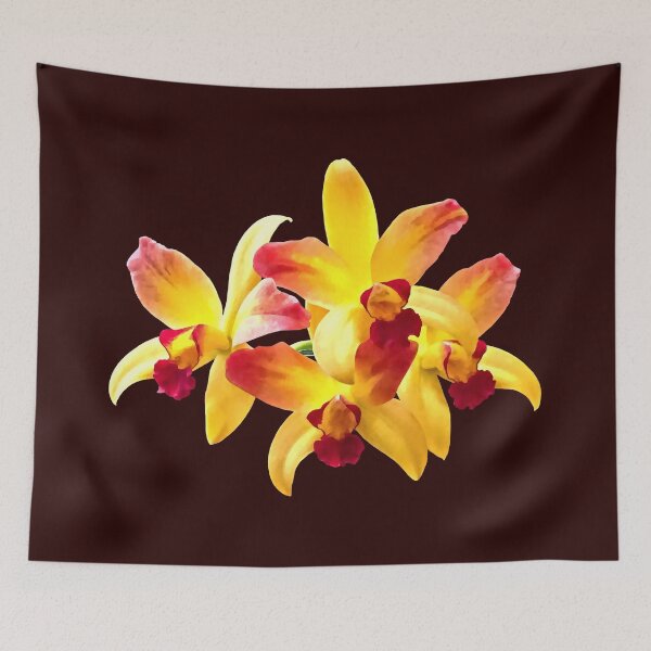 Item preview, Yellow and Maroon Orchids Brassolaeliocattleya Laughing Boy designed and sold by Susan Savad.