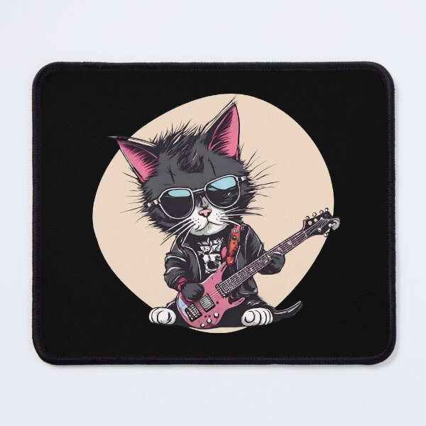Item preview, PINK ROCK CAT – punk cat – pink cat designed and sold by Musicians-world.