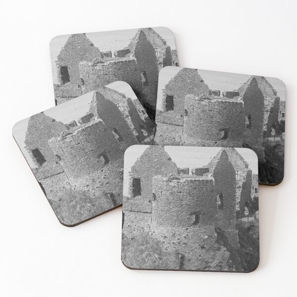 Item preview, Dunluce Castle Ruins bw vert designed and sold by eddiebarronshop.