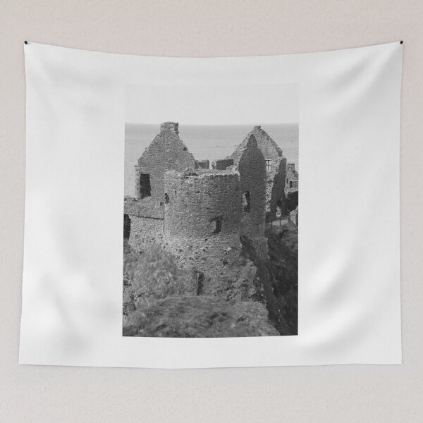 Item preview, Dunluce Castle Ruins bw vert designed and sold by eddiebarronshop.