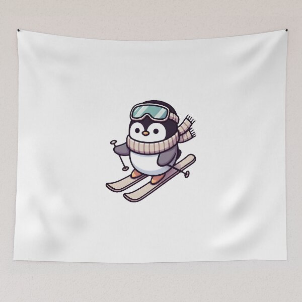 Item preview, Penguin Skier Winter Fun designed and sold by UmbrellaStudio1.