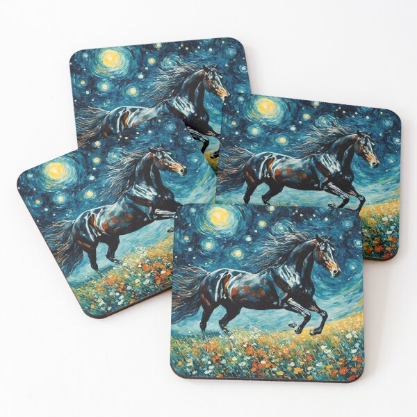 Item preview, Horse in a Wildflower Meadow Van Gogh Starry Night designed and sold by Angelandspot.