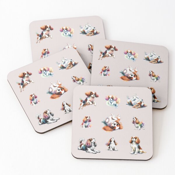Item preview, Cavalier King Charles Spaniels Sitting, Stretching, jumping and Barking designed and sold by barksandsqueaks.