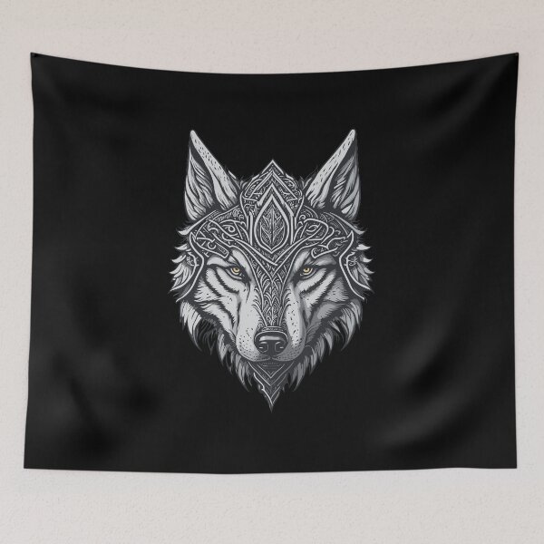 Item preview, Viking style wolf head tattoo designed and sold by Grafixfun.