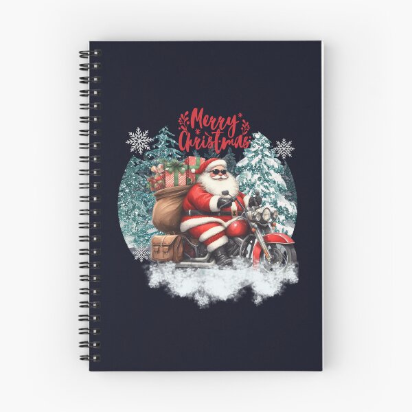 Item preview, Santa   on motorbike on  snowy landscape on blue background-Christmas Theme designed and sold by mndesignworx.