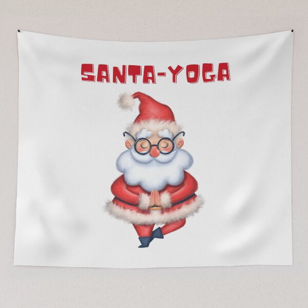 Item preview, Santa Doing Yoga  Asan on  white background-Christmas Theme designed and sold by mndesignworx.