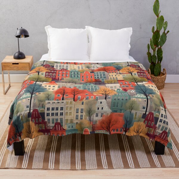 Item preview, Autumn City Vintage Houses Pattern designed and sold by SecretDicer.