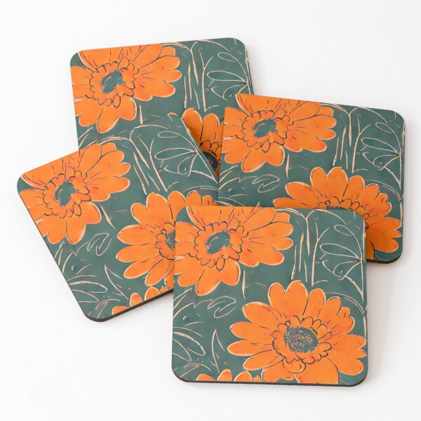 Item preview, orange vintage flowers designed and sold by sweetanndspooky.