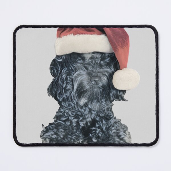 Item preview, Cockapoo in a Christmas Santa Hat (Grey) designed and sold by LearsInteriors.
