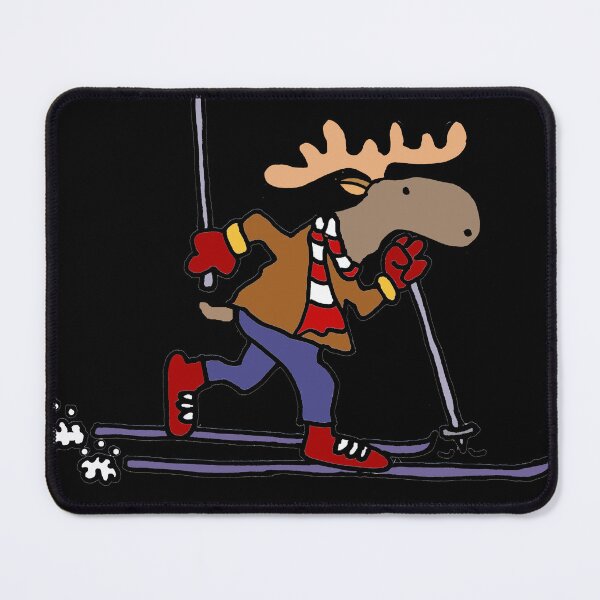Artikelvorschau, Nette Elch-Cross Country-Skifahren-Karikatur entworfen und verkauft von Nature's Fancy.