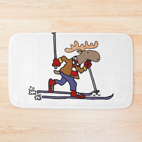 Artikelvorschau, Nette Elch-Cross Country-Skifahren-Karikatur entworfen und verkauft von Nature's Fancy.