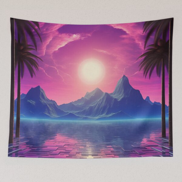 Item preview, Sunset Synthwave Harmony: Vintage Echoes in Neon designed and sold by Mullet Monkey.