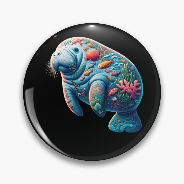Item preview, Manatee with Sea Life Tattoos designed and sold by SandbarTees.
