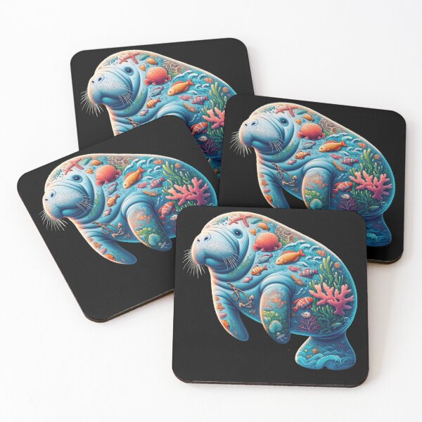Item preview, Manatee with Sea Life Tattoos designed and sold by SandbarTees.