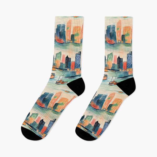 Item preview, Seaport & Skyscrapers Funny Retro Pattern designed and sold by SecretDicer.
