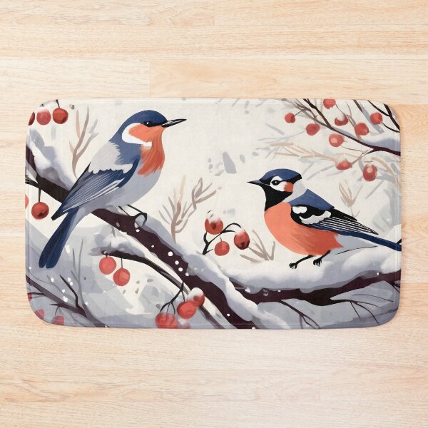 Item preview, Two bird sitting on brunch covered with snow designed and sold by igvee.