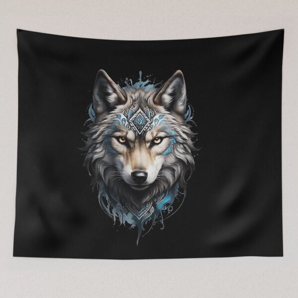 Item preview, Wolf Head Tribal Tattoo Powerful Wolf designed and sold by Grafixfun.