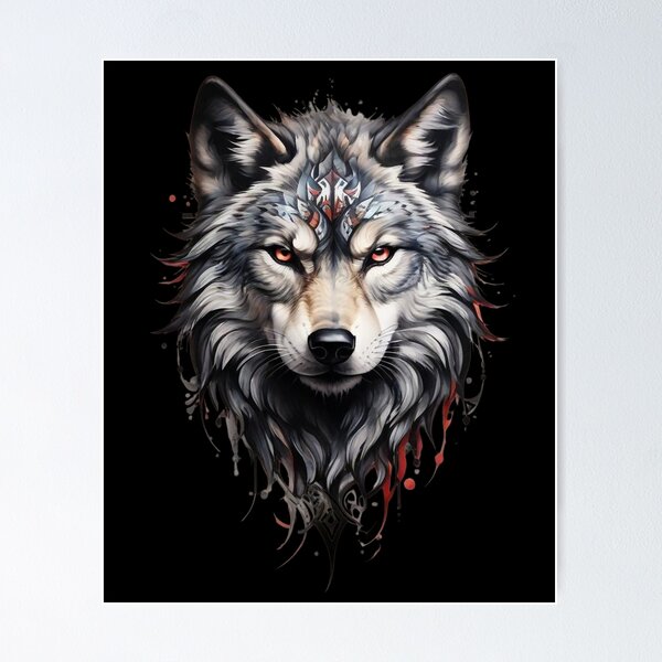 Poster Tête de loup mascotte 