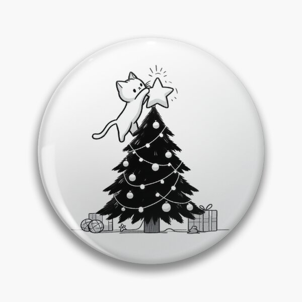 Item preview, Cute Cat Messing with Christmas Tree designed and sold by OB Print.