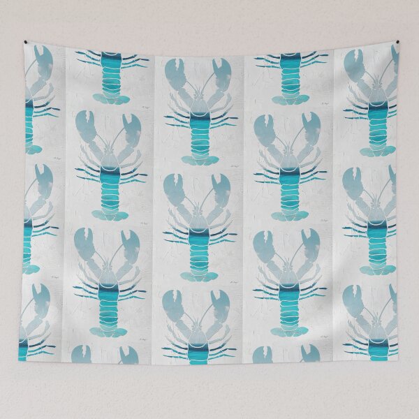 Item preview, Soft Blue Sea Lobster Art Coastal Beach designed and sold by Sharon Cummings Art.