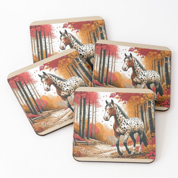 Item preview, Appaloosa Horse Autumn Forest Drawing designed and sold by DesignMT.