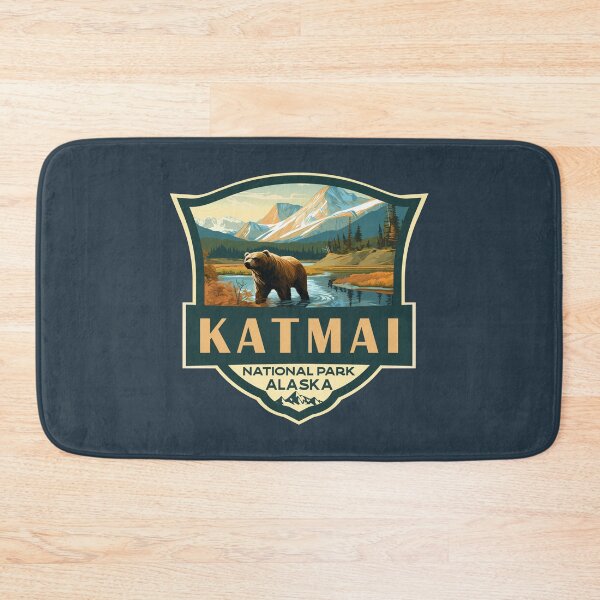 Item preview, Katmai National Park Illustration Retro Badge designed and sold by KrisSidDesigns.