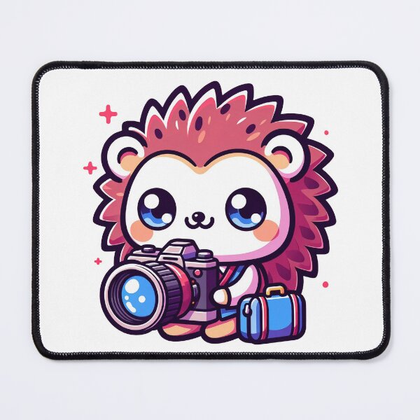 Item preview, Adorable Kawaii Hedgehog Photographer Artwork designed and sold by PuffPuffPrint.
