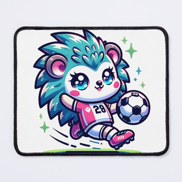 Item preview, Cute Kawaii Hedgehog Soccer Star Artwork designed and sold by PuffPuffPrint.