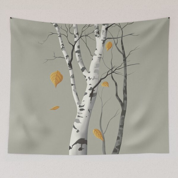 Item preview, Birch Tree and Falling Leaves  designed and sold by LJArtworkDesign.