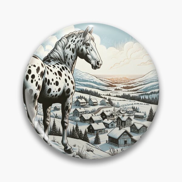 Item preview, Appaloosa horse winter landscape mountains drawing designed and sold by DesignMT.