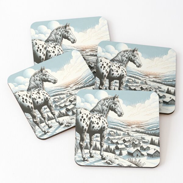 Item preview, Appaloosa horse winter landscape mountains drawing designed and sold by DesignMT.