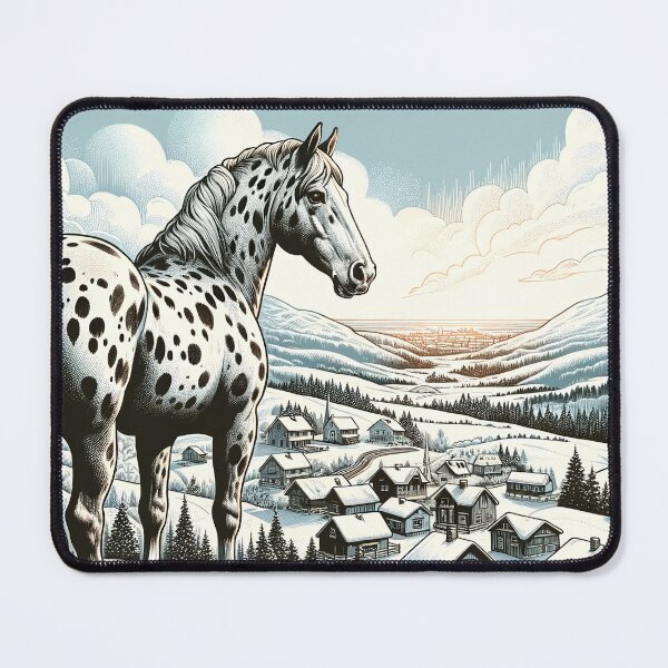 Item preview, Appaloosa horse winter landscape mountains drawing designed and sold by DesignMT.