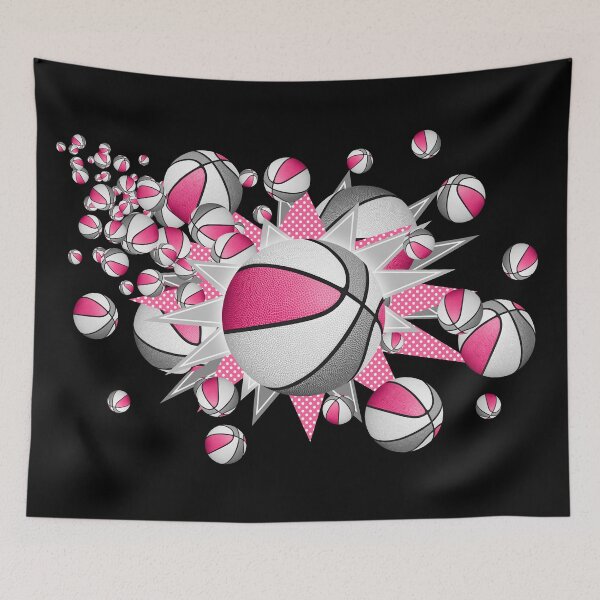Item preview, pink gray basketballs & stars designed and sold by katzdzynes.