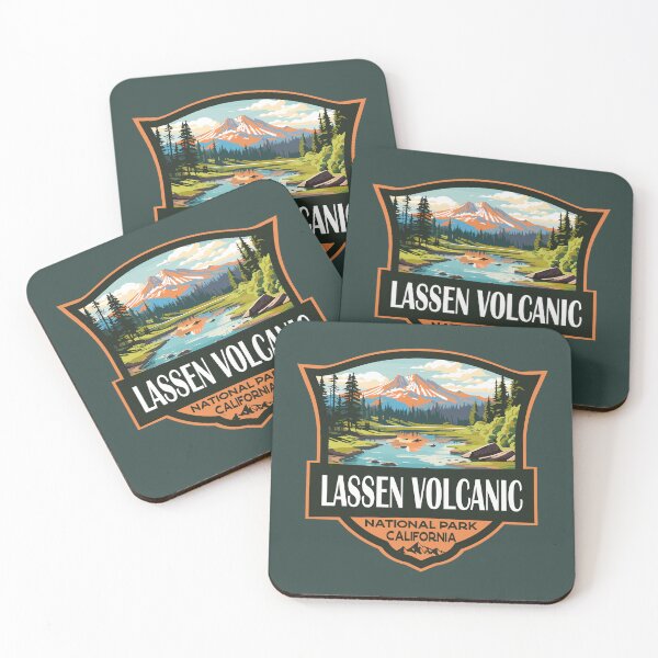 Item preview, Lassen Volcanic National Park Illustration Retro Badge designed and sold by KrisSidDesigns.