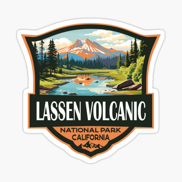 Vista previa del artículo con la obra «Ilustración retro del Parque Nacional Volcánico Lassen», diseñado y vendido por KrisSidDesigns.