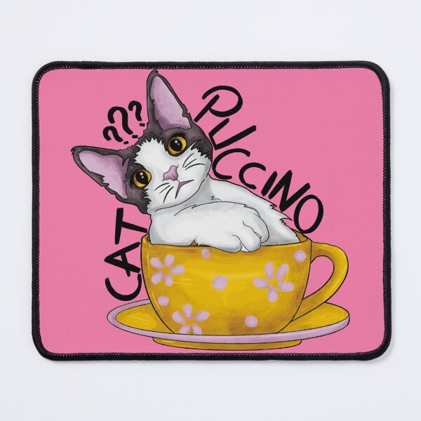 Item preview, Funny Cat, Catpuccıno, Cute Cat, Black And Wite Cat, Cat with Mug, Cat designed and sold by LunaNovaArtShop.