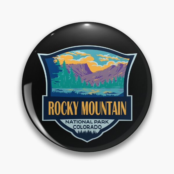 Item preview, Rocky Mountain National Park Illustration Retro Badge designed and sold by KrisSidDesigns.