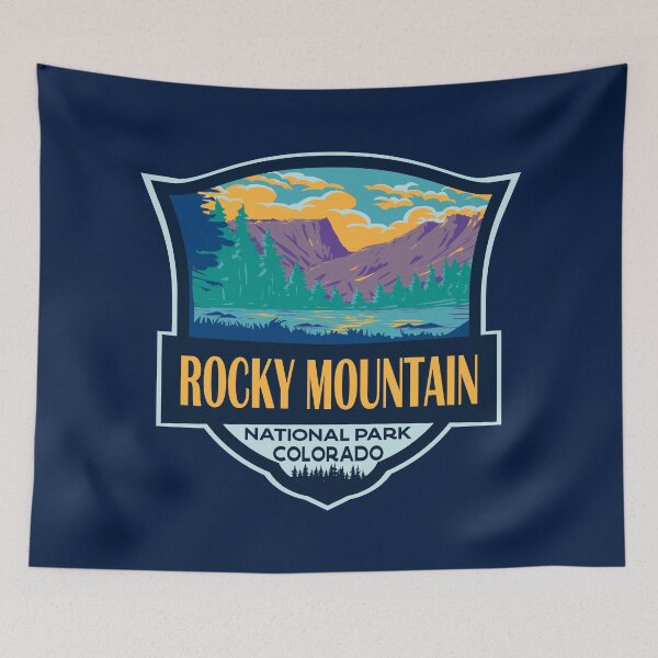 Item preview, Rocky Mountain National Park Illustration Retro Badge designed and sold by KrisSidDesigns.