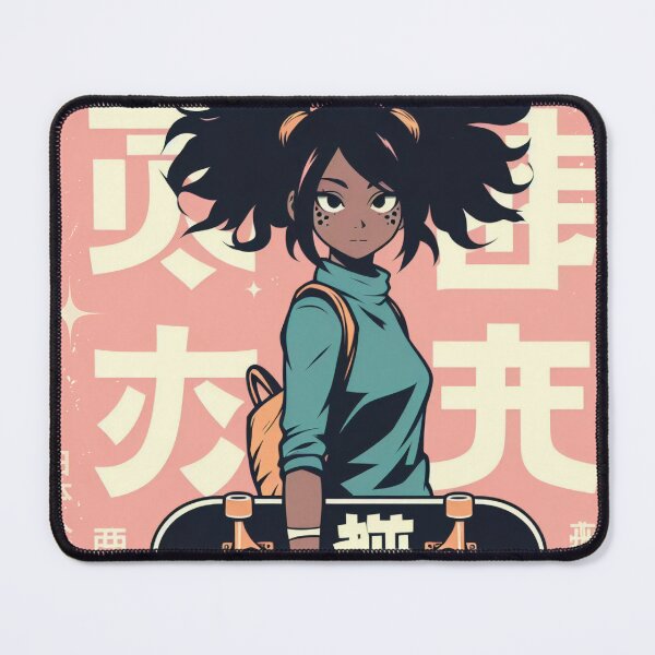 Item preview, Modern Manga Girl with Pink Retro Skateboard Japanese Illustration designed and sold by IAPICTURE.